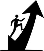 A man running up an arrow with a black arrow vector