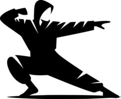 A silhouette of a person in a karate stance vector