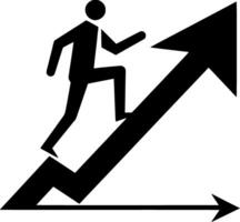 A man running up an arrow with a graph vector
