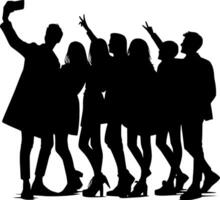 A group of people taking a selfie with their phones vector