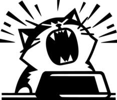 A cat is sitting on a computer keyboard with its mouth open vector