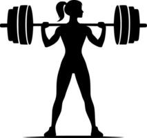A silhouette of a woman lifting a barbell vector