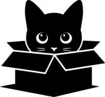 A black and white cat in a box vector