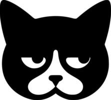 A black cat face with a sad expression vector