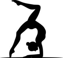 A silhouette of a woman doing a handstand vector