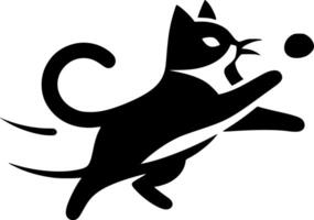 A black and white cat playing with a ball vector
