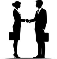 Silhouette of business people shaking hands vector
