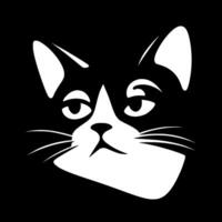 A black and white cat head on a black background vector