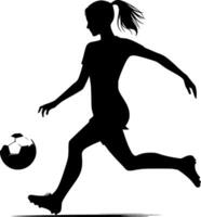 Silhouette of a woman kicking a soccer ball vector