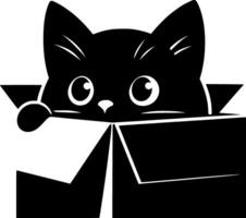 Black and white cat in a box vector