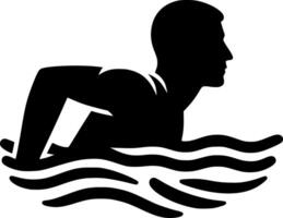 A silhouette of a swimmer in the water vector