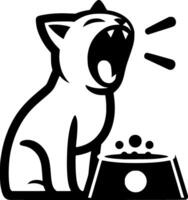 A cat is sitting next to a bowl of food vector