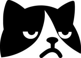 A black and white cat head with a sad expression vector
