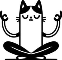A black and white cat sitting in a yoga pose vector