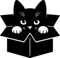 Black cat in a box icon vector
