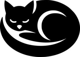 A black and white cat in a circle vector