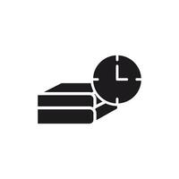Time Management and Effective Learning, Books and Clock Icon vector