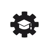 Graduation Cap Inside a Gear Wheel - Academic Engineering Icon vector