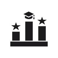 Education Excellence. Achievement Podium with Graduation Cap and Stars Icon,student champion award. vector