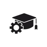 Education Technology Icon, Mortarboard with Gear Symbol vector