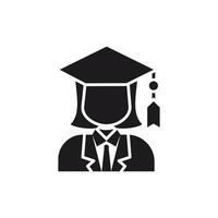 Graduate Woman Icon with Mortarboard and Graduation Gown vector