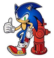 Cool Sonic with Fire Hydrant vector