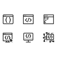 Modern Web Development Icons Clean Line Art Style Programming Code Symbols Technology Concept vector