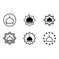 Mosque Dome Icons Elegant Black and White Line Art Designs Islamic Symbols Religious Graphics vector
