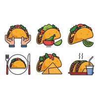 Delicious Taco Illustrations Vibrant Flat Design Mexican Food Graphics Appetizing Style Restaurant Menu Web Design Elements vector