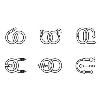 Interconnected Circles Minimalist Line Art Icons Connection Flow Technology Process Network Abstract Modern Simple Elegant Design vector