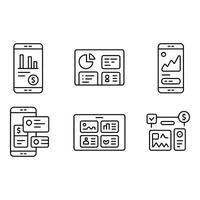 Modern Mobile Financial App UI Icons Clean Line Art Graphics for Business and Finance vector