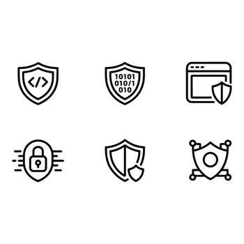 la seguridad cibernética proteger íconos moderno línea Arte gráficos para sitio web y aplicación seguridad vector