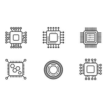 moderno pastilla tecnología línea Arte íconos conjunto limpiar minimalista diseño datos Procesando ai y informática conceptos vector
