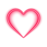 Bright neon heart frame border with red pink glowing light effect for love valentine day card decoration on transparent background png