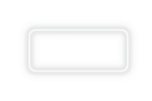 Bright white neon glowing rounded rectangle frame light border design with empty center space and transparent background for banner template poster overlay or digital decoration png