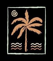 Stylized illustration of a coconut tree. Art alluding to summer and the coast. vector