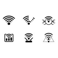 Wireless Network Icons Modern Minimalist Black Glyph Set for Technology Internet and Connectivity Designs vector
