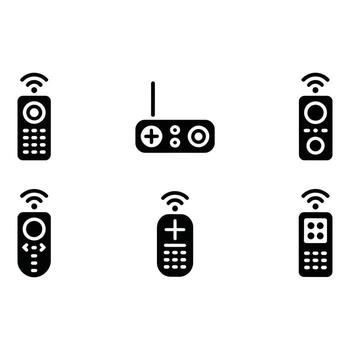 inalámbrico remoto controlar íconos moderno minimalista negro glifo conjunto para aplicación o sitio web diseño vector