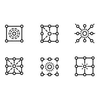 Modern Minimalist Network Icons Connectivity Technology and Data Visualization Set vector