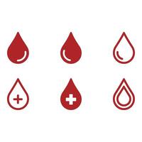 Red Blood Drop Icons Medical Healthcare Donation Minimalist Line Art and Filled Styles vector