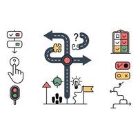 Strategic Decision Making Process Flat Design art Illustration of Choices Planning and Success vector