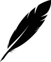 Elegant black feather silhouette design perfect for writing stationery logo branding or nature themed projects offering a simple yet sophisticated aesthetic. vector