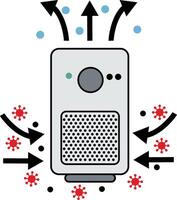 Air purifier humidifier icon. Air purifier sign. Removes dust and viruses, delivers clean air symbol. flat style. vector