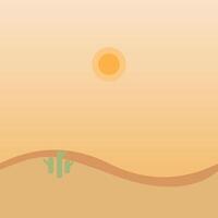 Minimalist Desertcore Cactus with Sunset in Sand Dunes vector