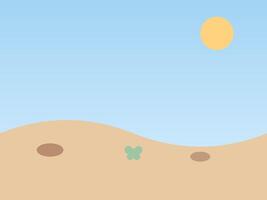 Succulent and Rocks under Bright Gradient Sky in Desertcore Style vector