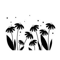 Wildflower Silhouette with Daisy Coneflower Clipart for Printable and Cutting Design vector