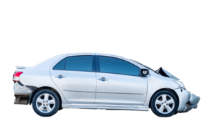 Car crash, Front and Side view of gray sedan car get damaged by accident on the road. damaged cars after collision. isolated on transparent background,car crash bumper for graphic design, png