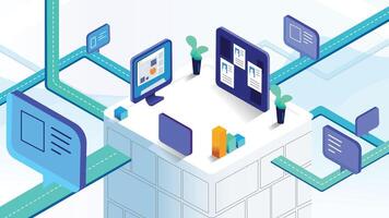 Modern digital workspace illustration vector