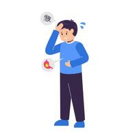men who suffer from stomach ache, discomfort, pain, heartburn, or GERD. the connection between stress and digestive discomfort vector