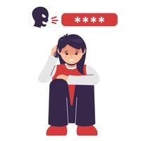 An unknown person called a woman and threatened her. crime and scam via smartphone vector
